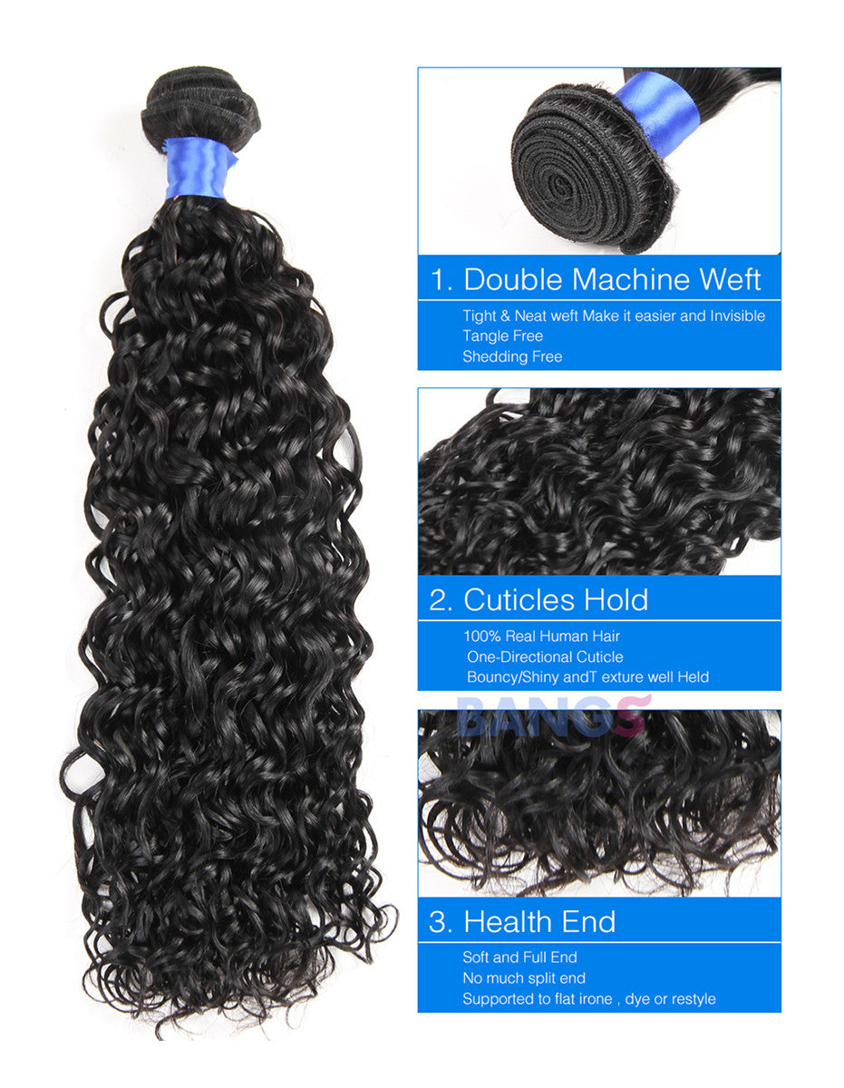 Brazilian Virgin Hair 3 Bundles With Closure Water Wave - Bangsontarget
