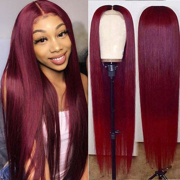 Lace Wigs Straight 13×1 burgundy 99J Brazilian Virgin Hair Wig