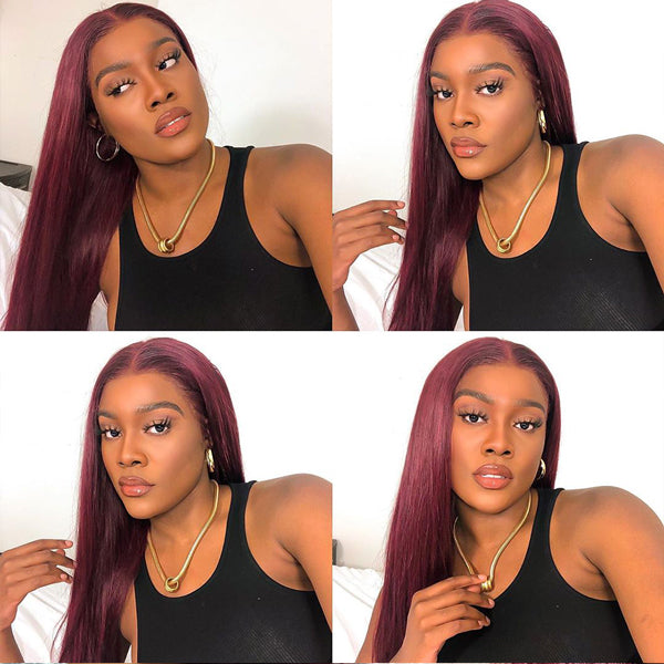 Lace Wigs Straight 13×1 burgundy 99J Brazilian Virgin Hair Wig