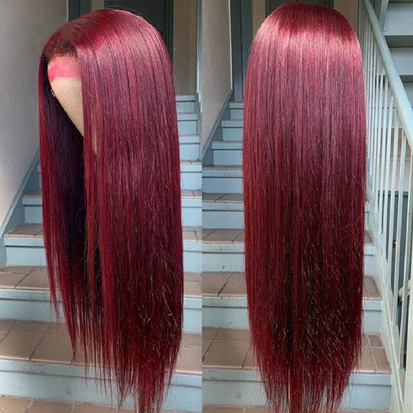 Lace Wigs Straight 13×1 burgundy 99J Brazilian Virgin Hair Wig