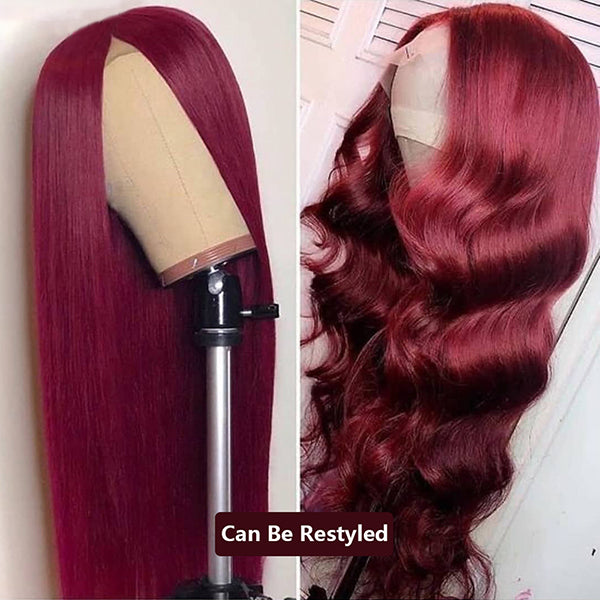 Lace Wigs Straight 13×1 burgundy 99J Brazilian Virgin Hair Wig