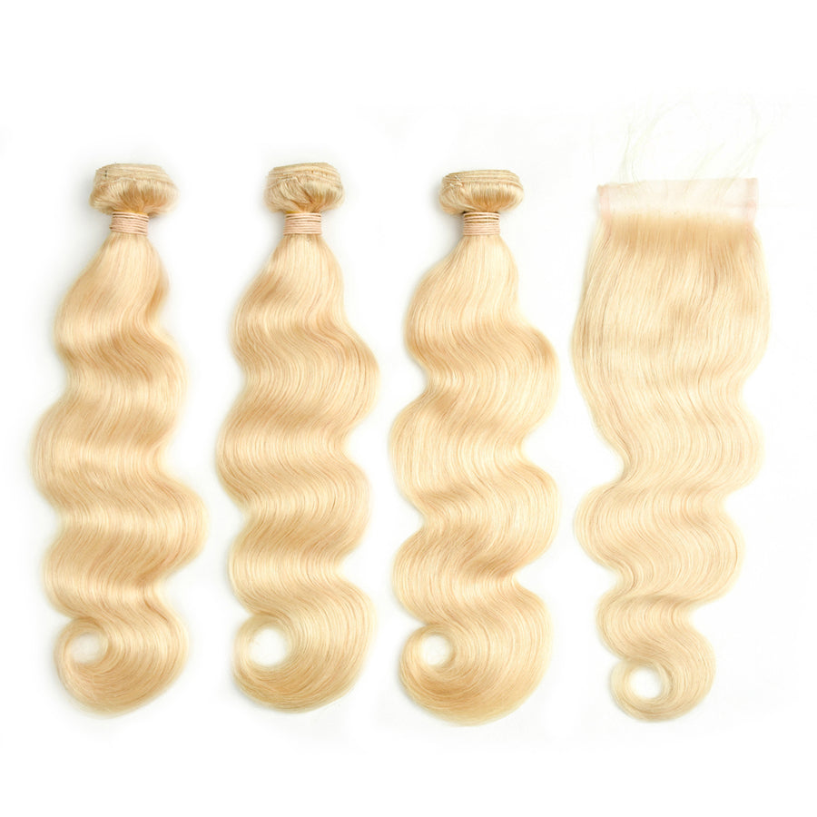 #613 Hair 3 Bundles With Closure-Body Wave - Bangsontarget
