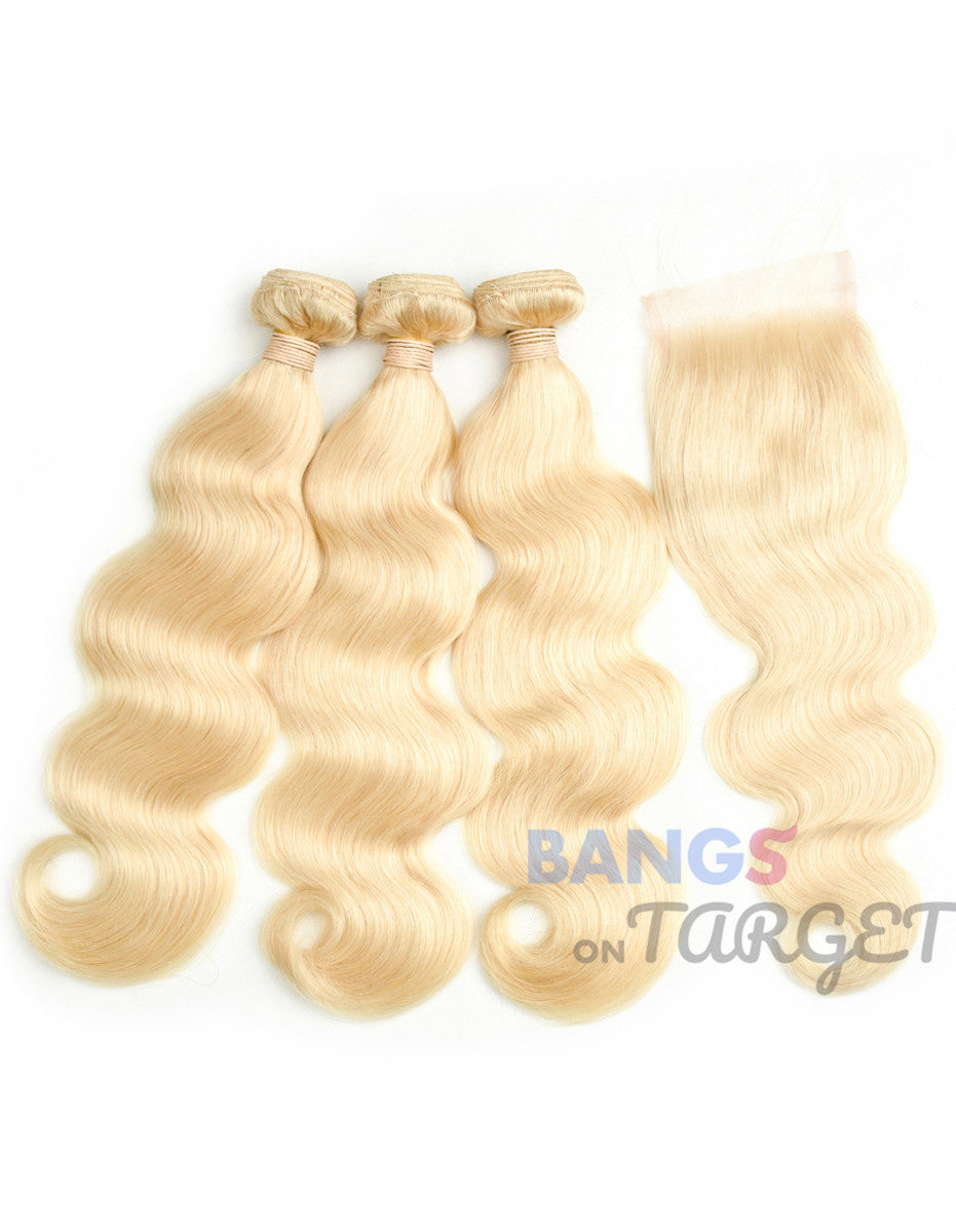#613 Hair 3 Bundles With Closure-Body Wave - Bangsontarget
