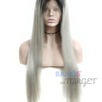 Ombre 1BGrey Straight Lace Front Wigs - Bangsontarget