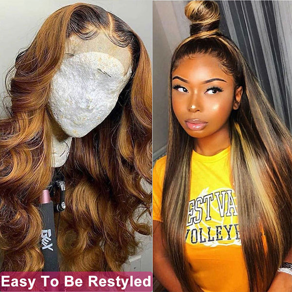 Bangsontarget Lace Front Wigs Straight 13×1 Ombre P4/27 Wig