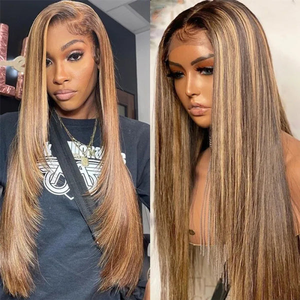 Bangsontarget Lace Front Wigs Straight 13×1 Ombre P4/27 Wig