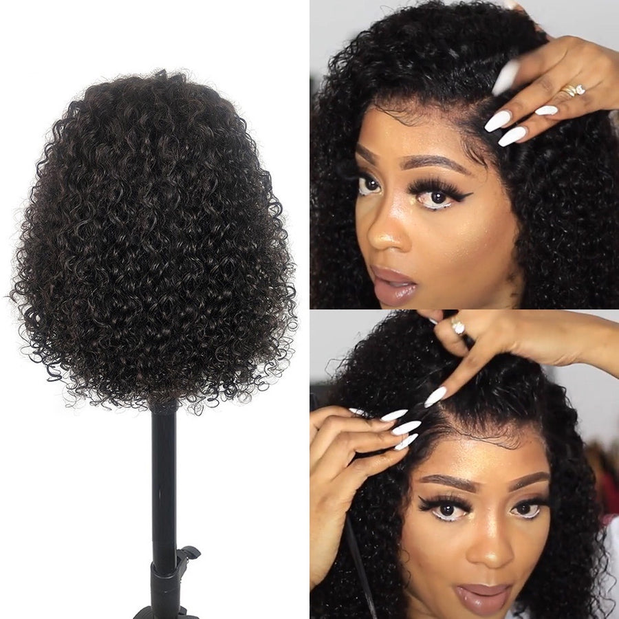 Kinky Curly 13x6 Lace Closure Bob Wig - Bangsontarget