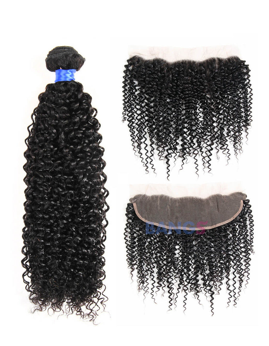 4 Bundles With Frontal-Kinky Curly - Bangsontarget