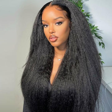 4x4 Lace Closure Kinky Straight Human Hair Wigs - Bangsontarget