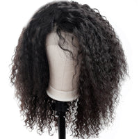 Indian Virgin Hair  Kinky Curly Lace Front Wig 13x4 Hand Tied 150% Density