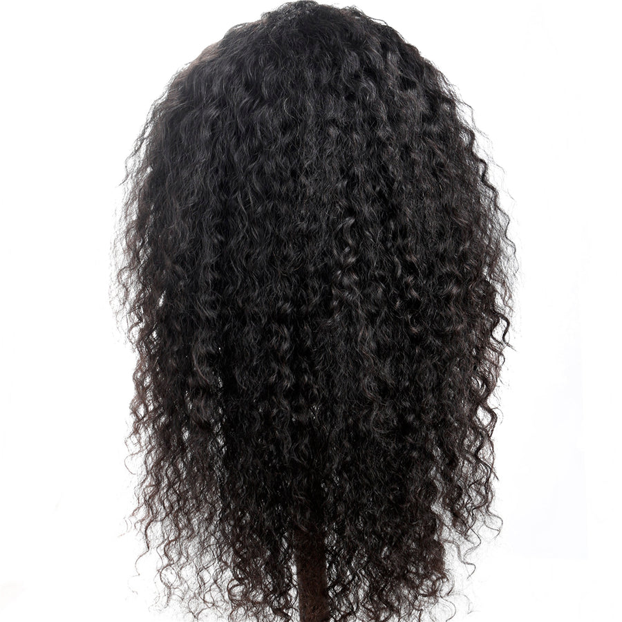 Indian Virgin Hair  Kinky Curly Lace Front Wig 13x4 Hand Tied 150% Density