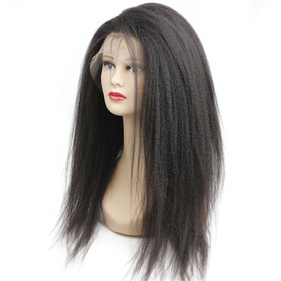 13x4 Lace Front Wigs Kinky Straight Hair Pre Plucked Virgin Human Yaki Hair Wigs - Bangsontarget