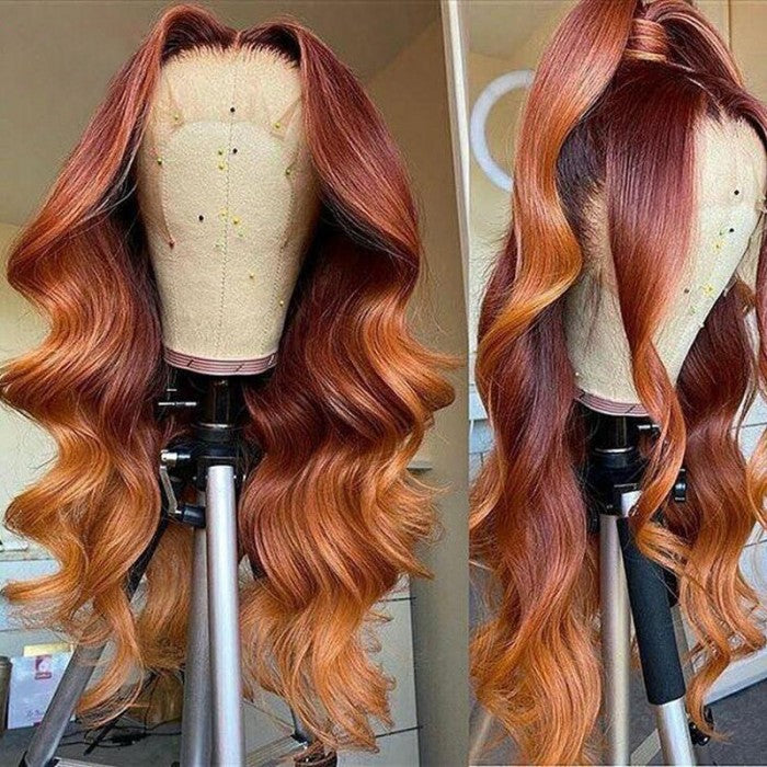 Mix Color Straight 13x4 Lace Front Human Hair Wig for Women - Bangsontarget