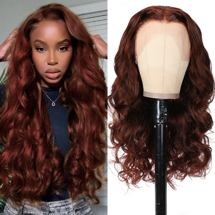 Reddish Brown Body Wave Human Hair 13*4 Lace Front Wig - Bangsontarget