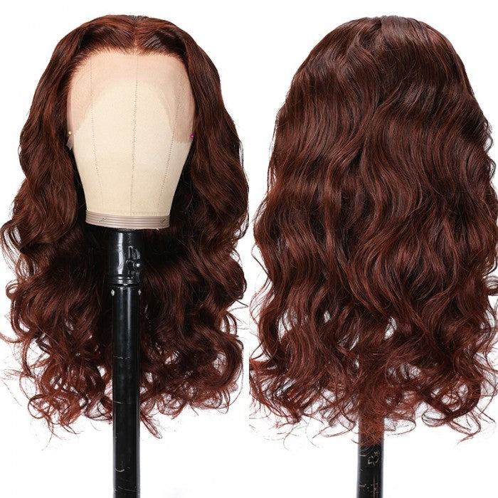 Reddish Brown Body Wave Human Hair 13*4 Lace Front Wig - Bangsontarget
