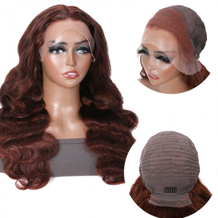 Reddish Brown Body Wave Human Hair 13*4 Lace Front Wig - Bangsontarget