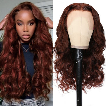 Reddish Brown Body Wave Human Hair 13*4 Lace Front Wig - Bangsontarget