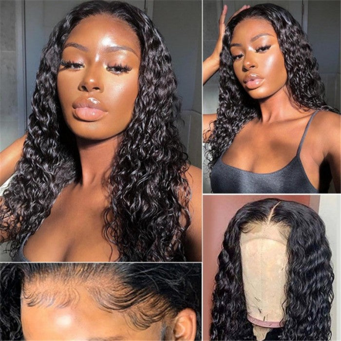 Lace Front Wigs Deep Curly Wave Wig With Natural Black Real Hair Wigs