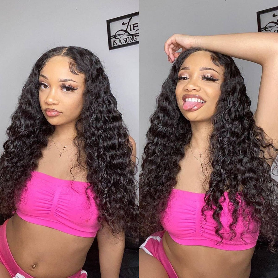 Brazilian Water Wave Lace Wigs For Women Lace Front Wigs with Pre-Plucked Hairline - Bangsontarget