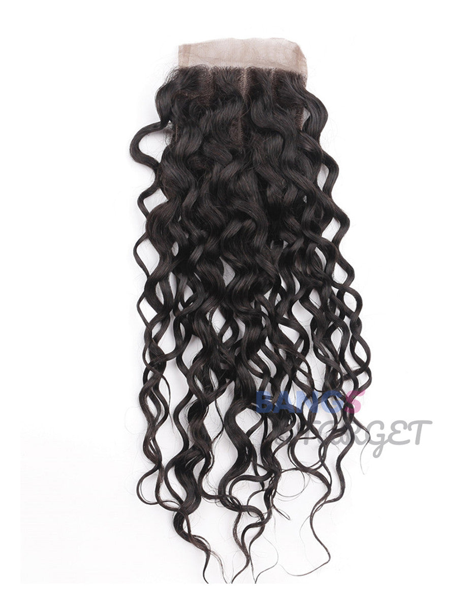 4 Bundles With Closure Brazilian Virgin Hair-Water Wave - Bangsontarget