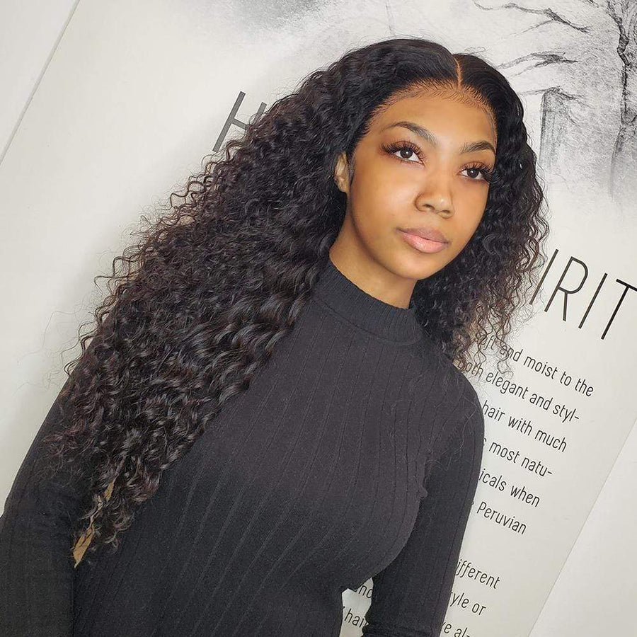 HD 13x4 Lace Front Human Hair Wigs Deep Curly Wave - Bangsontarget