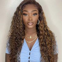 Brazilian HD Lace Front Human Hair Wigs P4/27 Color Deep Curly - Bangsontarget