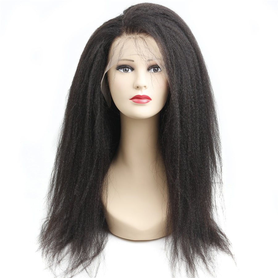 13x6 Lace Frontal Wig Kinky Straight Human Hair Wig with Baby Hair 150% Density