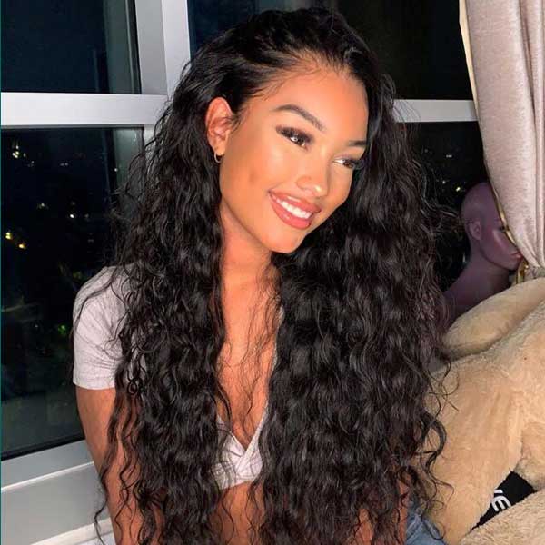 5x5 Lace Closure Water Wave Human Hair Wigs - Bangsontarget