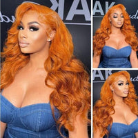 Ginger Color Glueless 13x4 Lace Frontal Wigs Human Hair - Bangsontarget