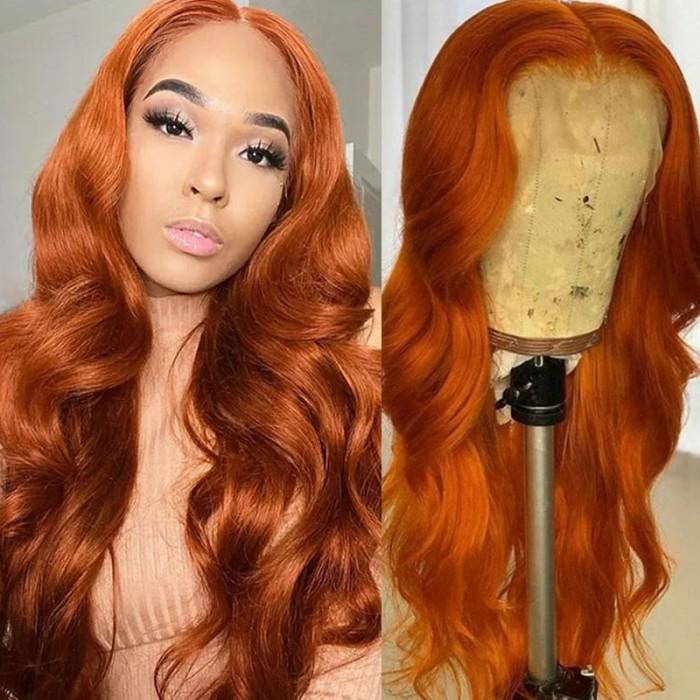 Ginger Color Glueless 13x4 Lace Frontal Wigs Human Hair - Bangsontarget
