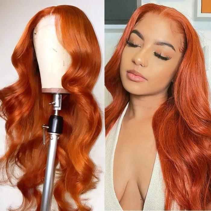 Ginger Color Glueless 13x4 Lace Frontal Wigs Human Hair - Bangsontarget