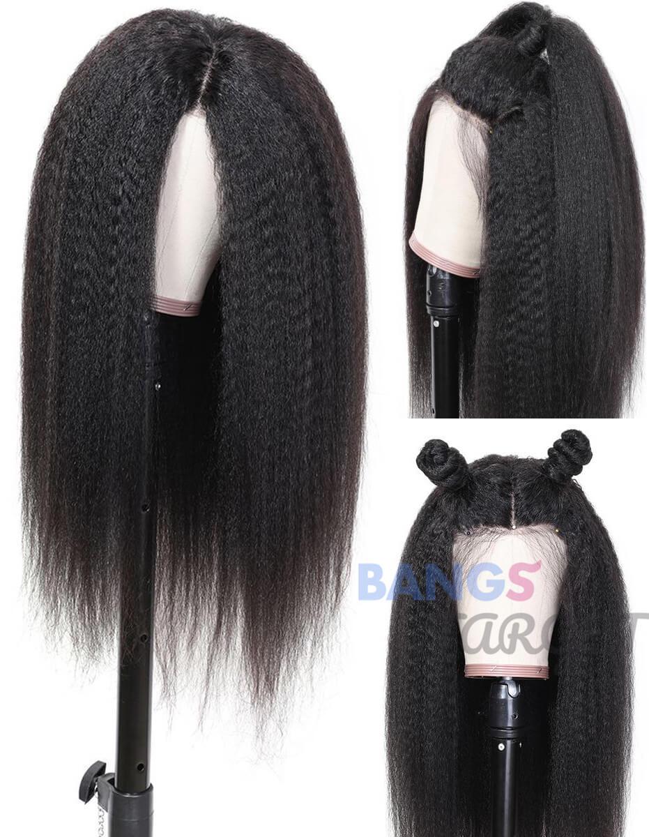 Indian Virgin Hair 13x6 Lace Frontal Wigs Kinky Straight Density 180% - Bangsontarget