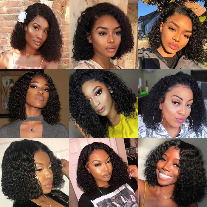 Kinky Curly 13x6 Lace Closure Bob Wig - Bangsontarget