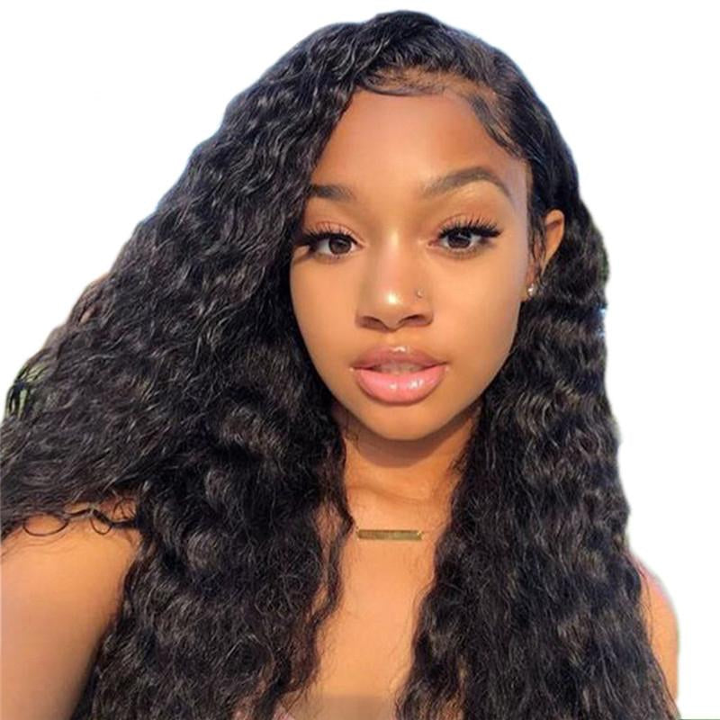 4x4 Lace Closure Deep Wave Human Hair Wigs - Bangsontarget