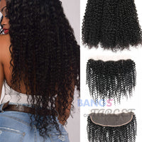 3 Bundles With Frontal Brazilian Virgin Hair-Kinky Curly - Bangsontarget