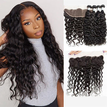 4 Bundles With Closure Brazilian Virgin Hair-Water Wave