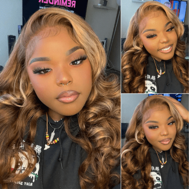 13*4 Lace Front Wigs Honey Blonde Wig Body Wave