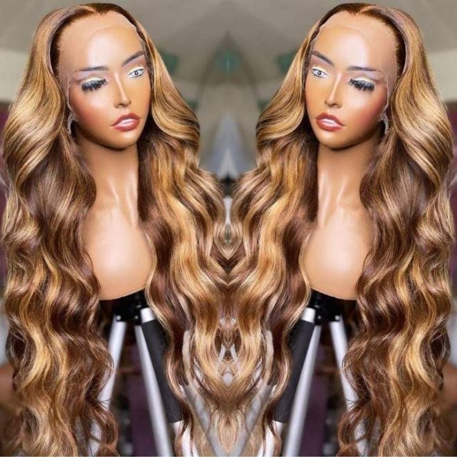 13*4 Lace Front Wigs Honey Blonde Wig Body Wave