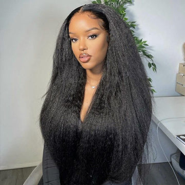 Kinky Straight Wig 13x4 Lace Front Wigs Nature Black Wigs